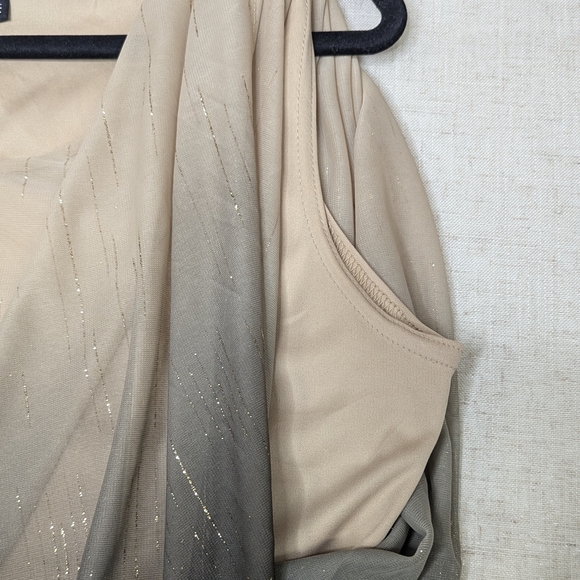Sara Michelle Tan Black Ombré Blouse Gold Metallic Shimmer M - Picture 5 of 12